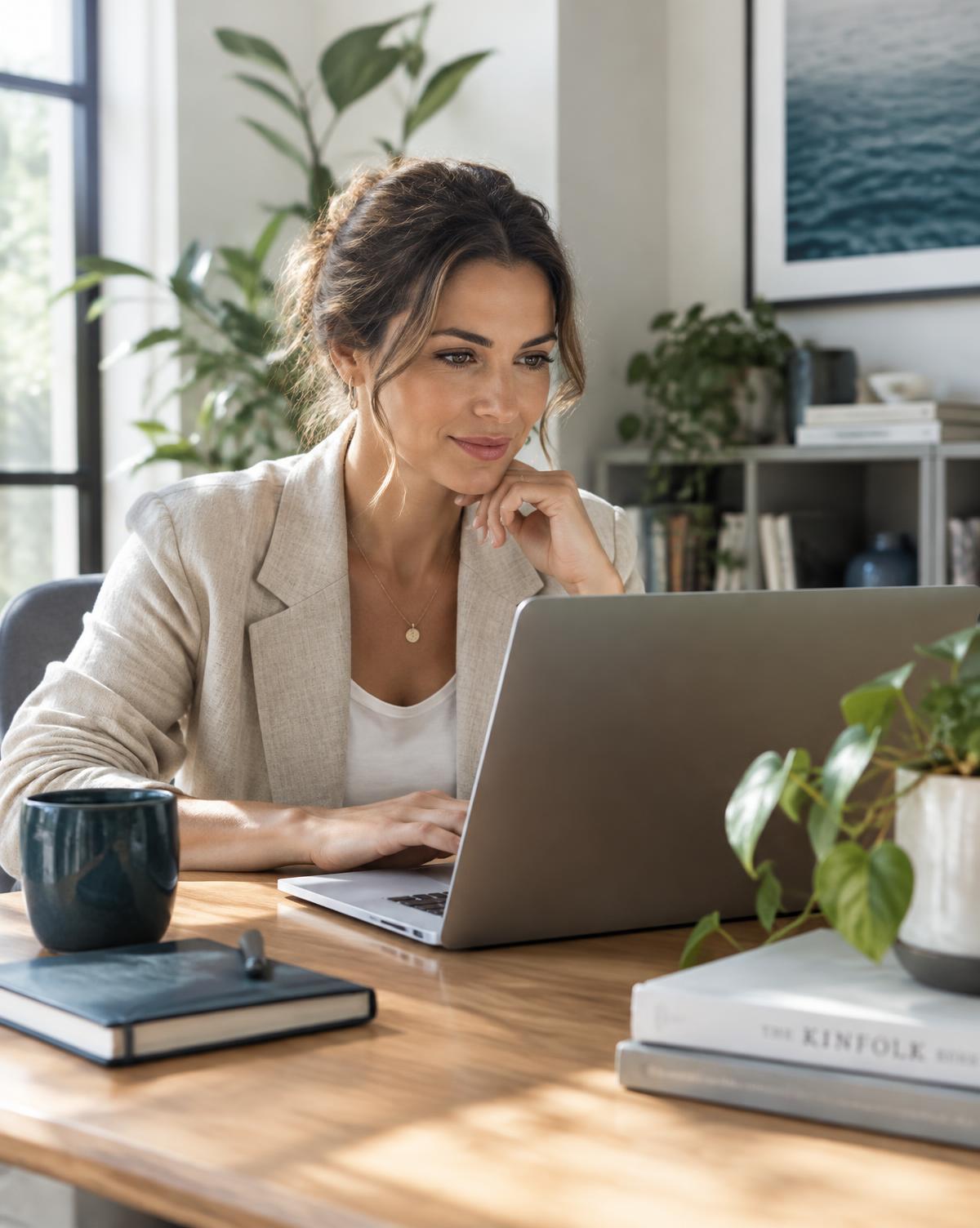 Empresária analisando os números da empresa em seu escritório